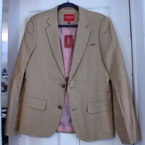 GUESS linen blazer jacket tan Small NWT